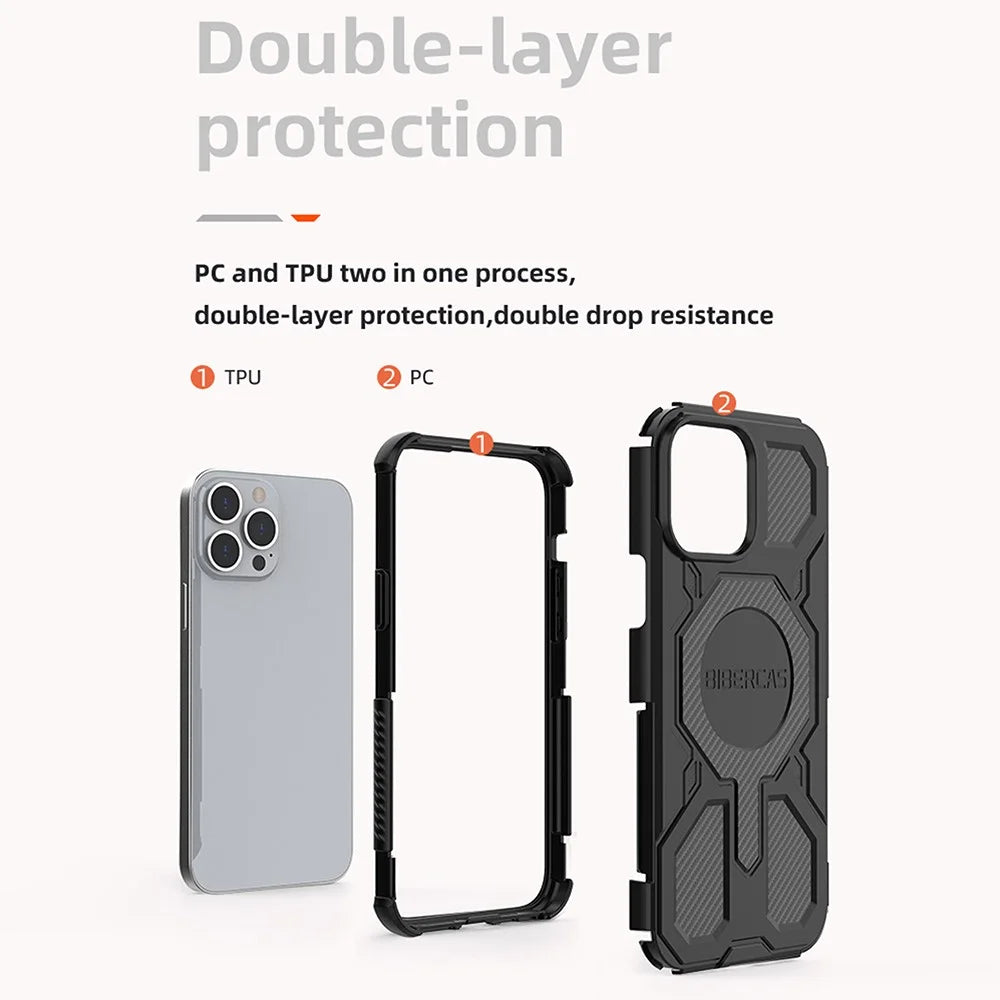 BIBERCAS J-16 Series For iPhone 13 Pro Case Compatible with MagSafe Anti Drop TPU + PC Phone Cover - Black - 6