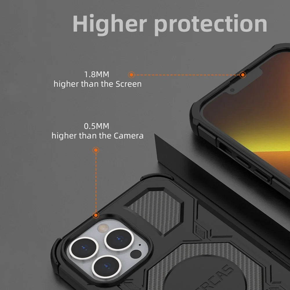 BIBERCAS J-16 Series For iPhone 13 Pro Max Case Compatible with MagSafe Anti Drop TPU + PC Phone Cover - Black - 5