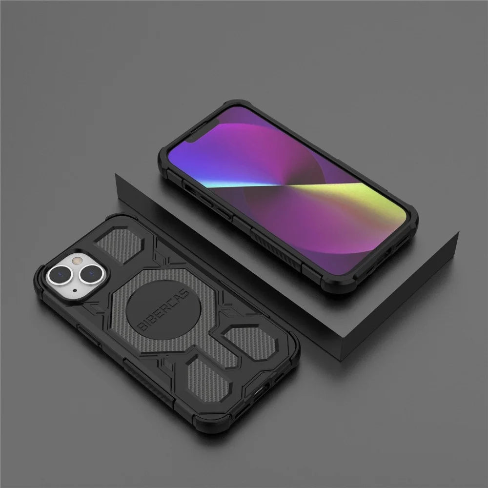 BIBERCAS J-16 Series For iPhone 14  /  13 Case Compatible with MagSafe Anti Drop TPU + PC Phone Cover - Black - 7