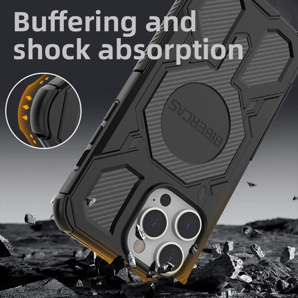 BIBERCAS J-16 Series For iPhone 14 Pro Case Compatible with MagSafe Anti Drop TPU + PC Phone Cover - Black - 3