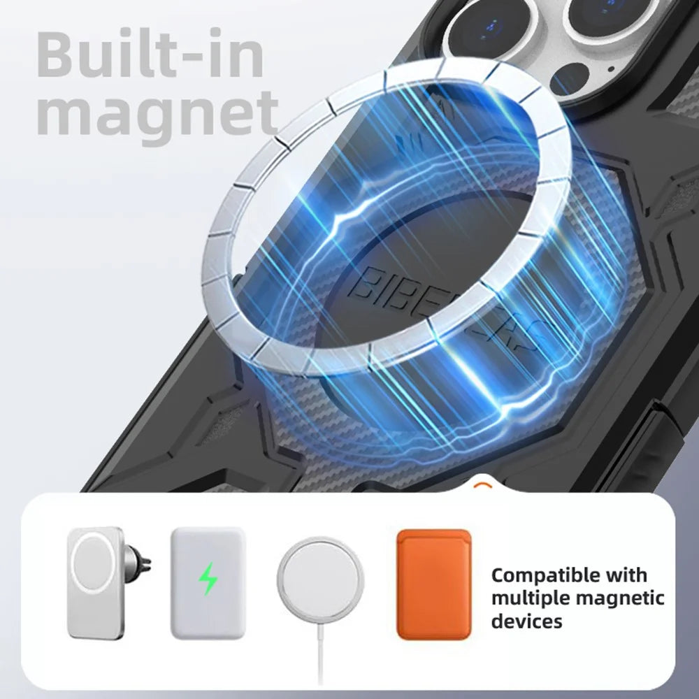 BIBERCAS J-16 Series For iPhone 14 Pro Case Compatible with MagSafe Anti Drop TPU + PC Phone Cover - Black - 4