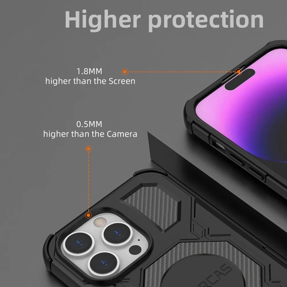 BIBERCAS J-16 Series For iPhone 14 Pro Case Compatible with MagSafe Anti Drop TPU + PC Phone Cover - Black - 5