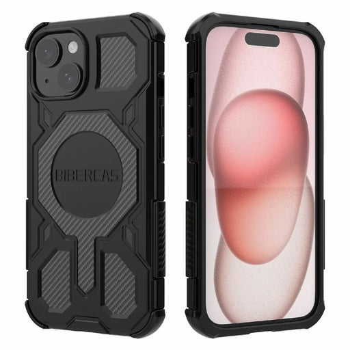 BIBERCAS J-16 Series For iPhone 15 Case Compatible with MagSafe Anti Drop TPU + PC Phone Cover - Black - 1