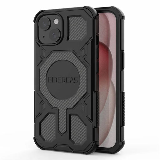 BIBERCAS J-16 Series For iPhone 15 Case Compatible with MagSafe Anti Drop TPU + PC Phone Cover - Black - 2