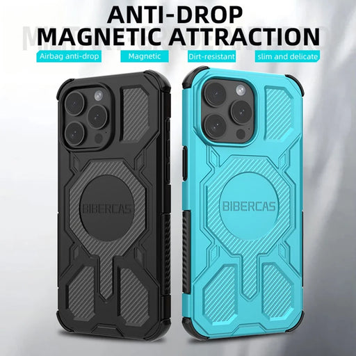 BIBERCAS J-16 Series For iPhone 15 Pro Case Compatible with MagSafe Anti Drop TPU + PC Phone Cover - Black - 2