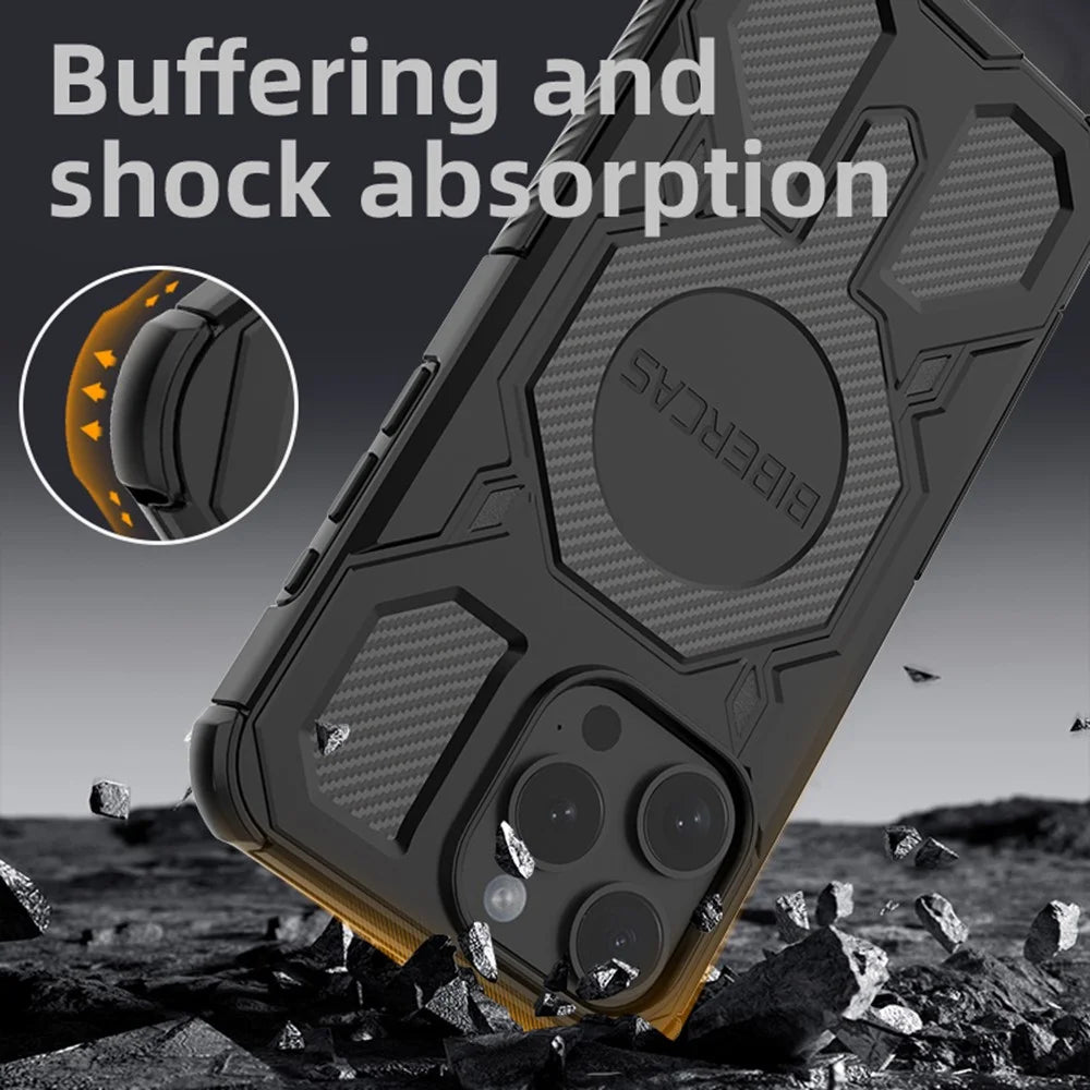 BIBERCAS J-16 Series For iPhone 15 Pro Case Compatible with MagSafe Anti Drop TPU + PC Phone Cover - Black - 3