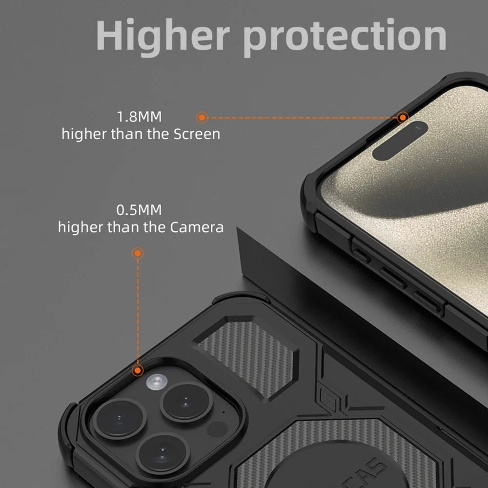 BIBERCAS J-16 Series For iPhone 15 Pro Case Compatible with MagSafe Anti Drop TPU + PC Phone Cover - Black - 5