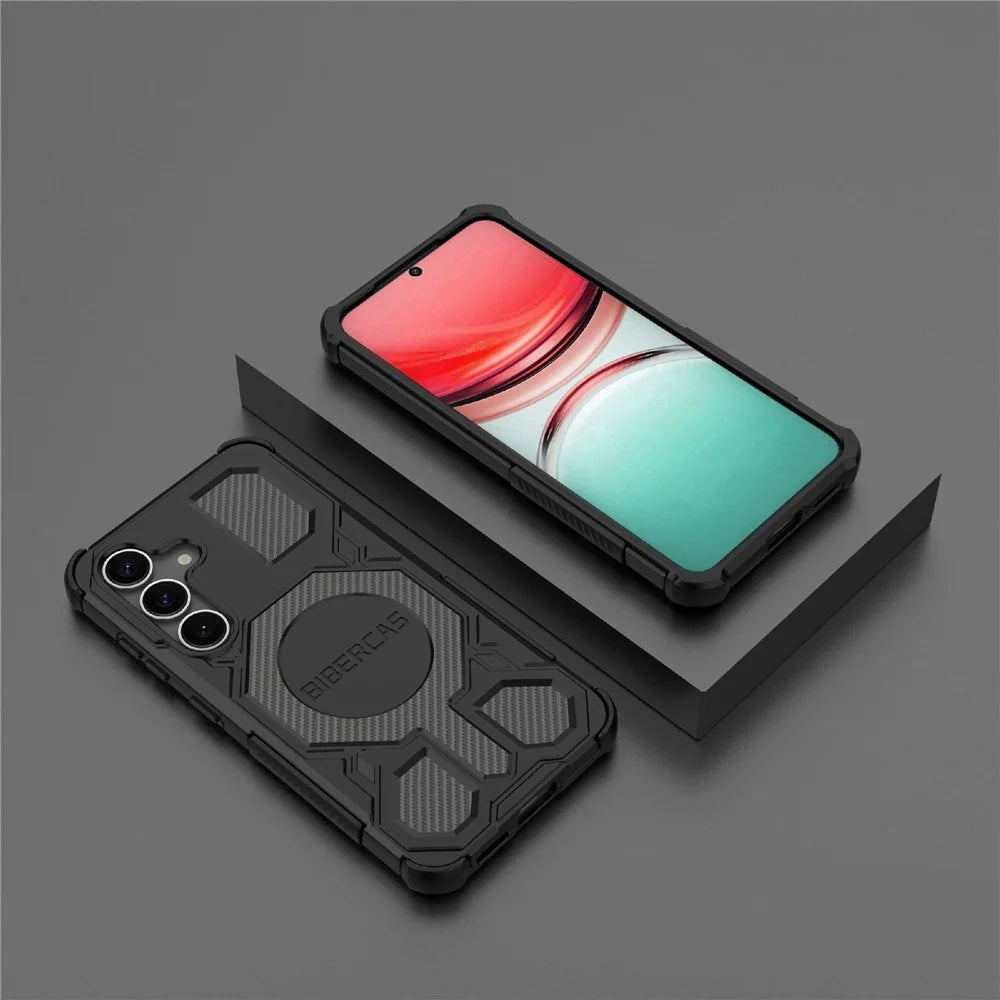 BIBERCAS J-16 Series For Samsung Galaxy S25 Magnetic Case Anti Drop TPU + PC Phone Cover - Black - 7