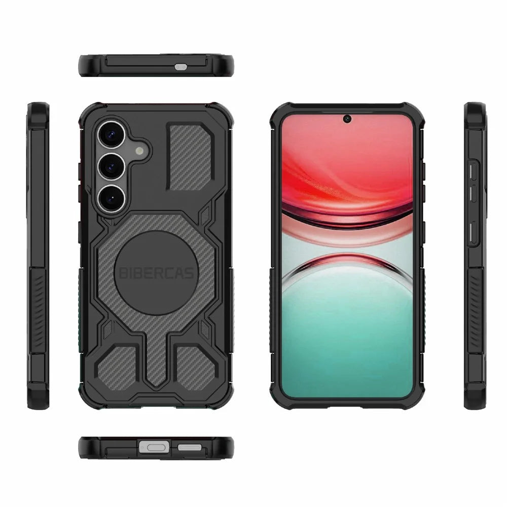 BIBERCAS J-16 Series For Samsung Galaxy S25+ Magnetic Case Anti Drop TPU + PC Phone Cover - Black - 6