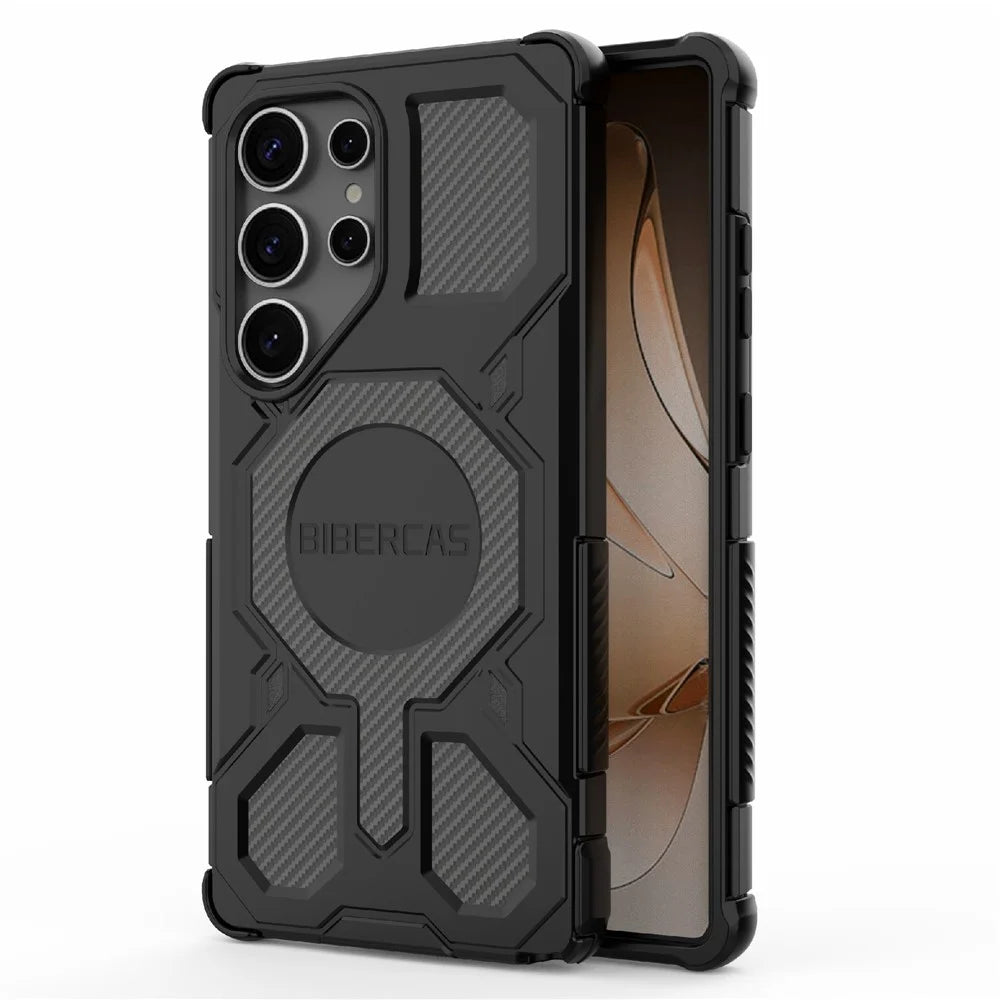 BIBERCAS J-16 Series For Samsung Galaxy S25 Ultra Magnetic Case Anti Drop TPU + PC Phone Cover - Black - 2