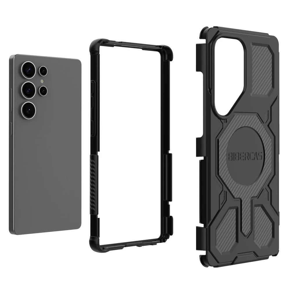 BIBERCAS J-16 Series For Samsung Galaxy S25 Ultra Magnetic Case Anti Drop TPU + PC Phone Cover - Black - 5