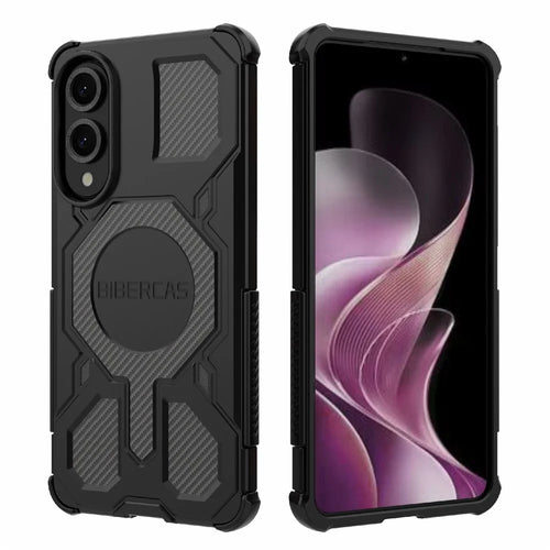 BIBERCAS J-16 Series For Samsung Galaxy S25 Edge Magnetic Case Anti Drop TPU + PC Phone Cover - Black - 1