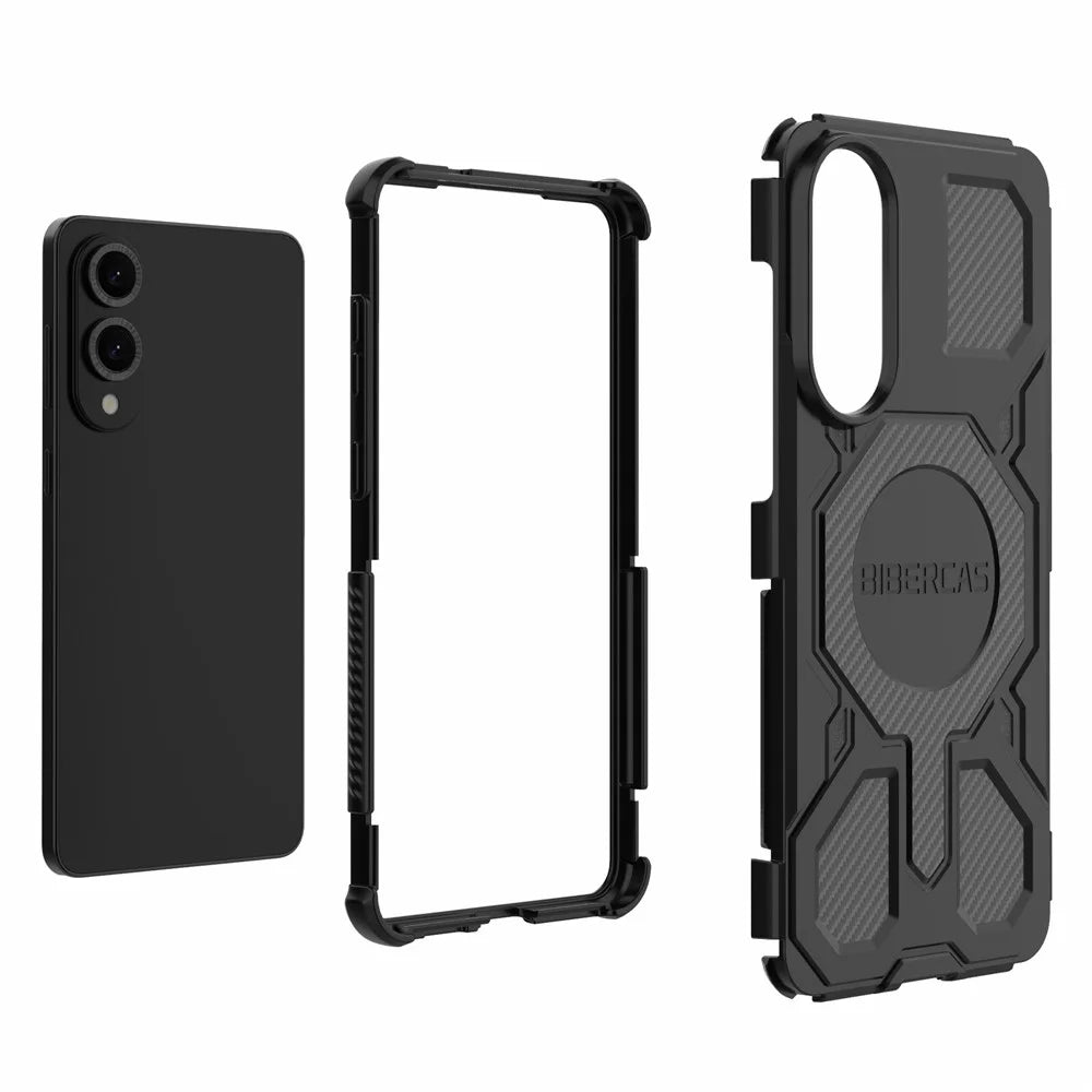 BIBERCAS J-16 Series For Samsung Galaxy S25 Edge Magnetic Case Anti Drop TPU + PC Phone Cover - Black - 5