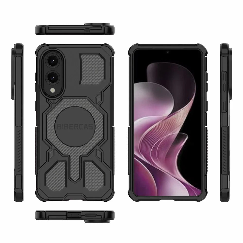 BIBERCAS J-16 Series For Samsung Galaxy S25 Edge Magnetic Case Anti Drop TPU + PC Phone Cover - Black - 6