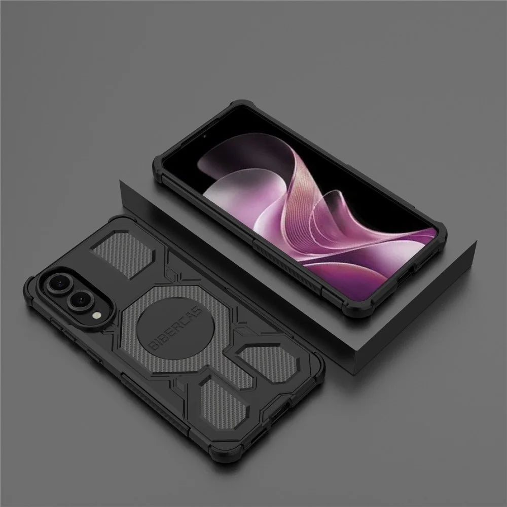 BIBERCAS J-16 Series For Samsung Galaxy S25 Edge Magnetic Case Anti Drop TPU + PC Phone Cover - Black - 7