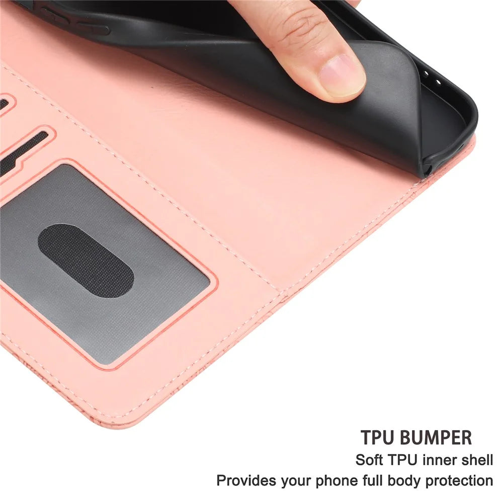 For Samsung Galaxy S25 FE Case Flower Imprint Leather Flip Wallet Phone Cover with Wrist Strap - Pink - 7