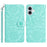 For iPhone 17 Case Flower Imprint Leather Flip Wallet Phone Cover with Wrist Strap - Light Green - 1