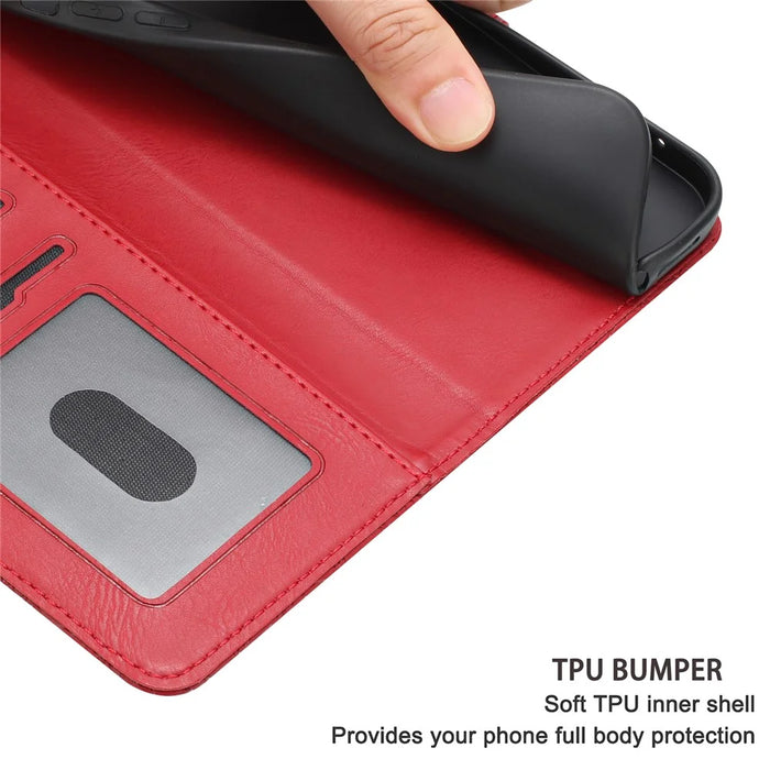 For iPhone 17 Pro Max Case Flower Imprint Leather Flip Wallet Phone Cover with Wrist Strap - Red - 7