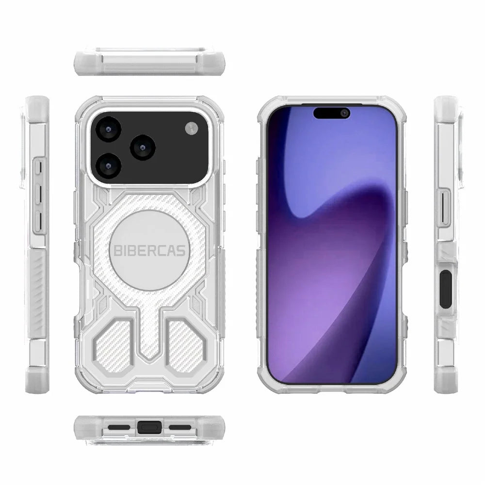 BIBERCAS J-16 Transparent Series For iPhone 18 Pro / 17 Pro Case Compatible with MagSafe TPU + PC Phone Cover - Transparent - 7