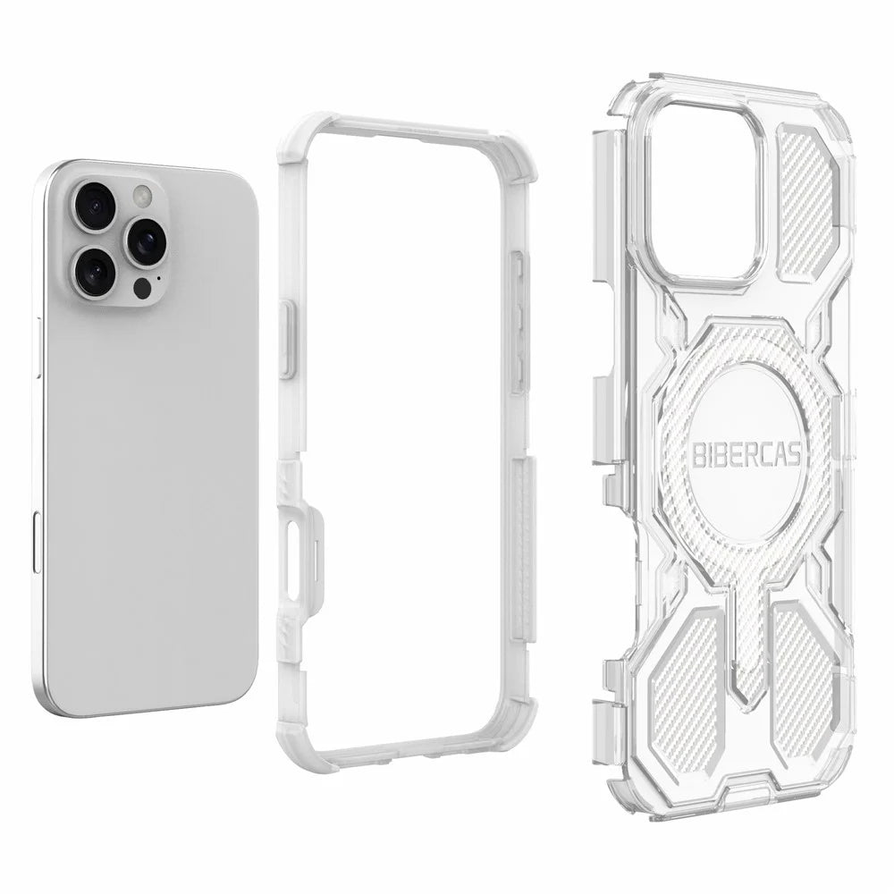 BIBERCAS J-16 Transparent Series For iPhone 16 Pro Max Case Compatible with MagSafe TPU + PC Phone Cover - Transparent - 6