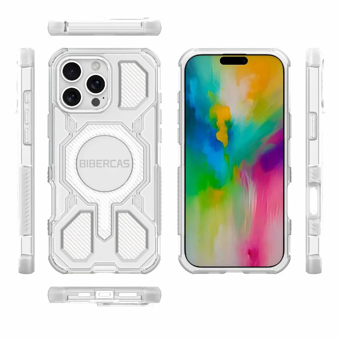 BIBERCAS J-16 Transparent Series For iPhone 16 Pro Max Case Compatible with MagSafe TPU + PC Phone Cover - Transparent - 7
