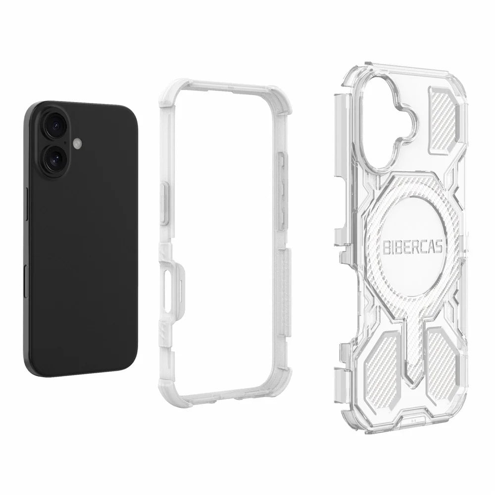 BIBERCAS J-16 Transparent Series For iPhone 16 Case Compatible with MagSafe TPU + PC Phone Cover - Transparent - 6