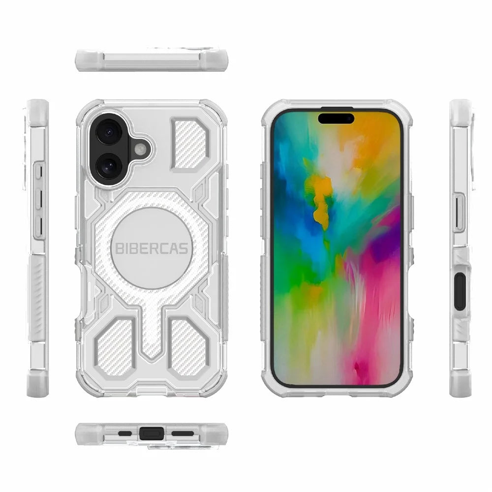BIBERCAS J-16 Transparent Series For iPhone 16 Case Compatible with MagSafe TPU + PC Phone Cover - Transparent - 7