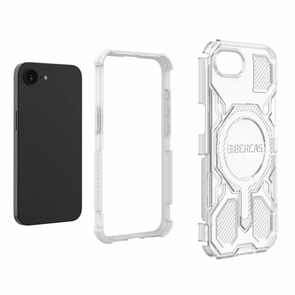 BIBERCAS J-16 Transparent Series For iPhone 17e / 16e Case Compatible with MagSafe TPU + PC Phone Cover - Transparent - 6