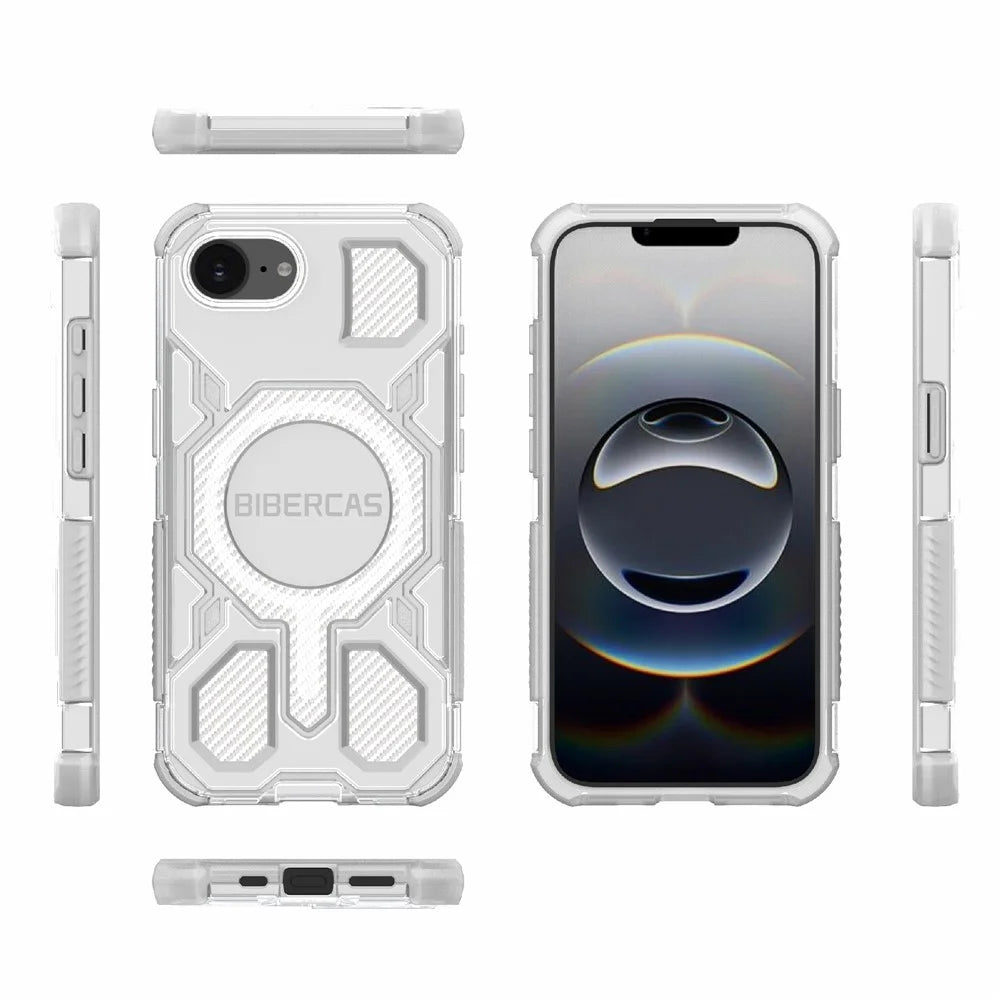 BIBERCAS J-16 Transparent Series For iPhone 17e / 16e Case Compatible with MagSafe TPU + PC Phone Cover - Transparent - 7