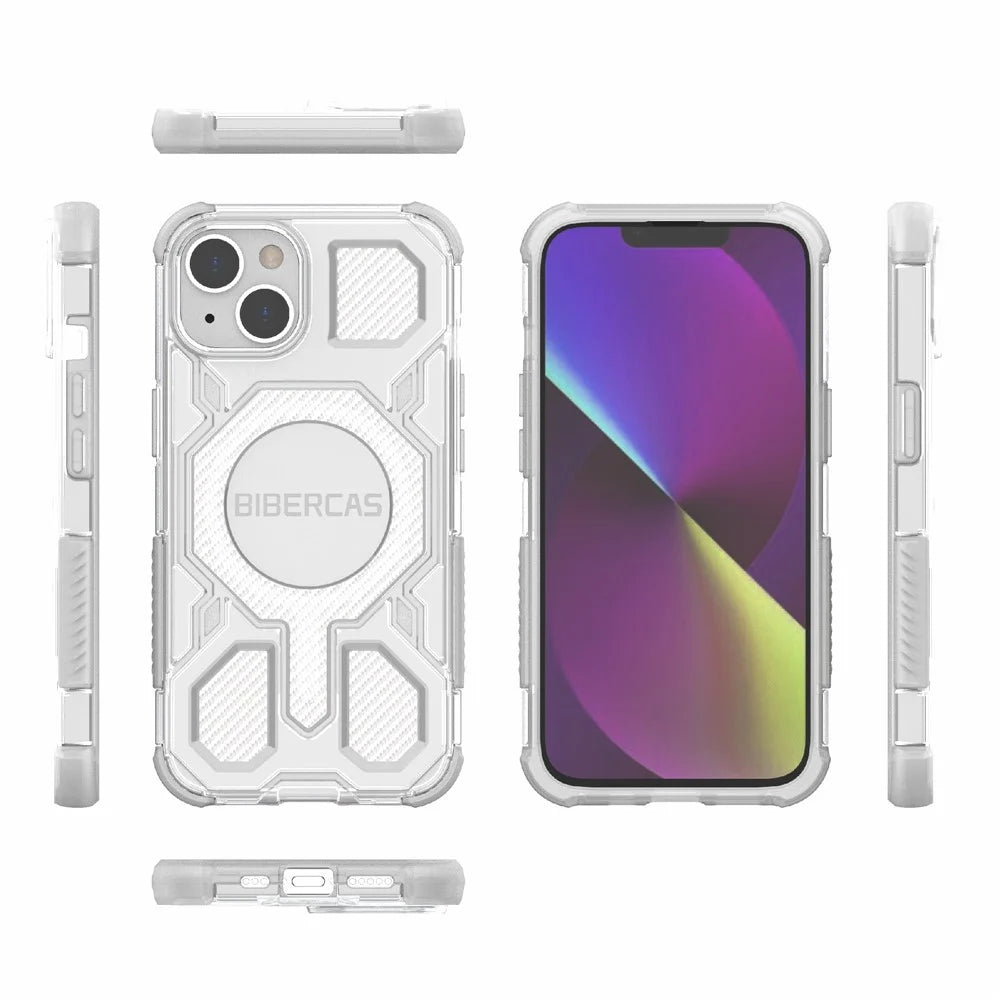 BIBERCAS J-16 Transparent Series For iPhone 14  /  13 Case Compatible with MagSafe TPU + PC Phone Cover - Transparent - 7