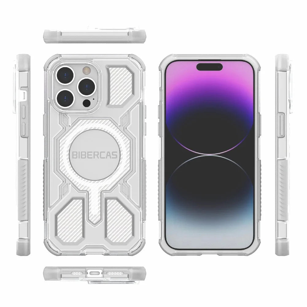 BIBERCAS J-16 Transparent Series For iPhone 14 Pro Max Case Compatible with MagSafe TPU + PC Phone Cover - Transparent - 7