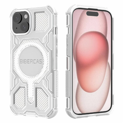 BIBERCAS J-16 Transparent Series For iPhone 15 Case Compatible with MagSafe TPU + PC Phone Cover - Transparent - 1