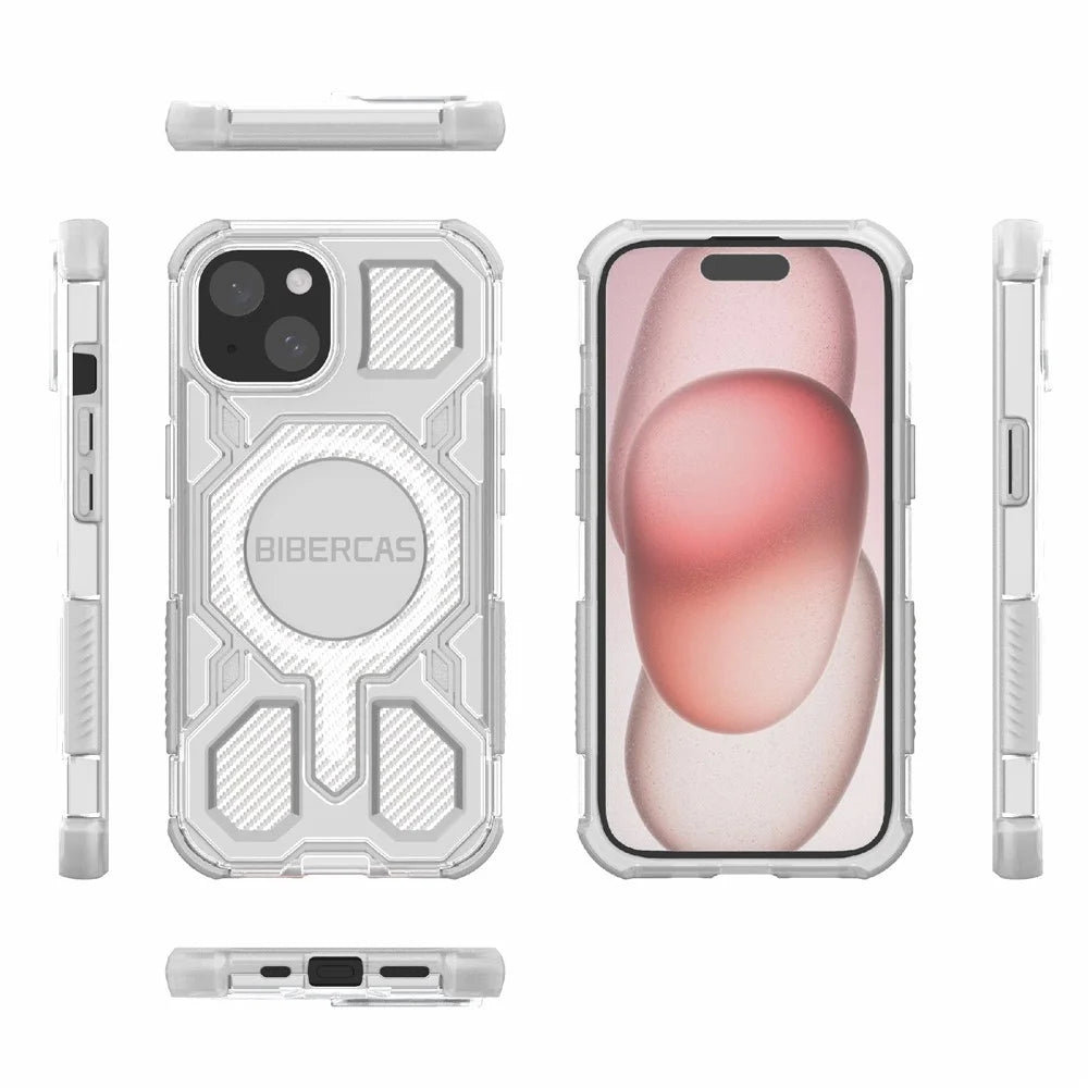 BIBERCAS J-16 Transparent Series For iPhone 15 Case Compatible with MagSafe TPU + PC Phone Cover - Transparent - 7