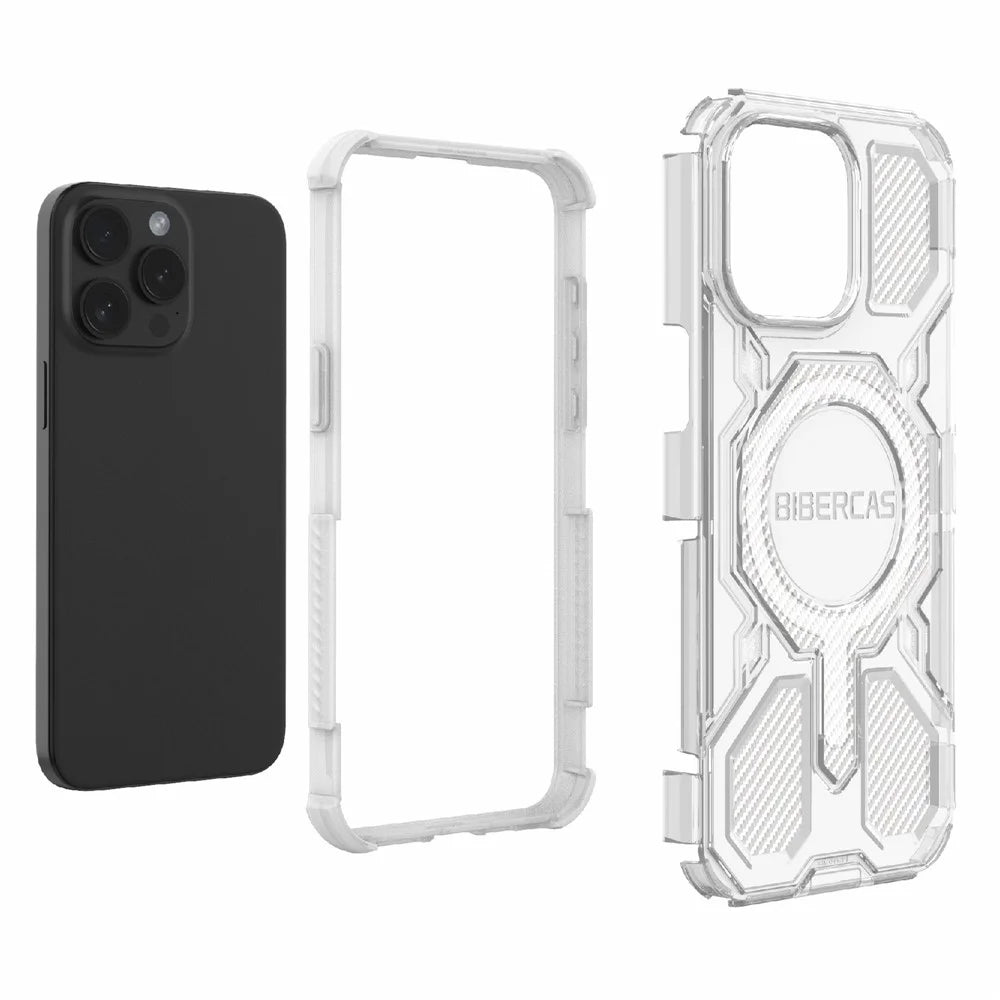 BIBERCAS J-16 Transparent Series For iPhone 15 Pro Max Case Compatible with MagSafe TPU + PC Phone Cover - Transparent - 6