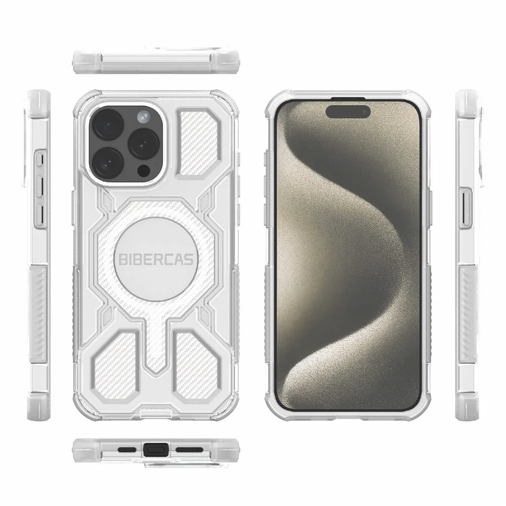 BIBERCAS J-16 Transparent Series For iPhone 15 Pro Max Case Compatible with MagSafe TPU + PC Phone Cover - Transparent - 7