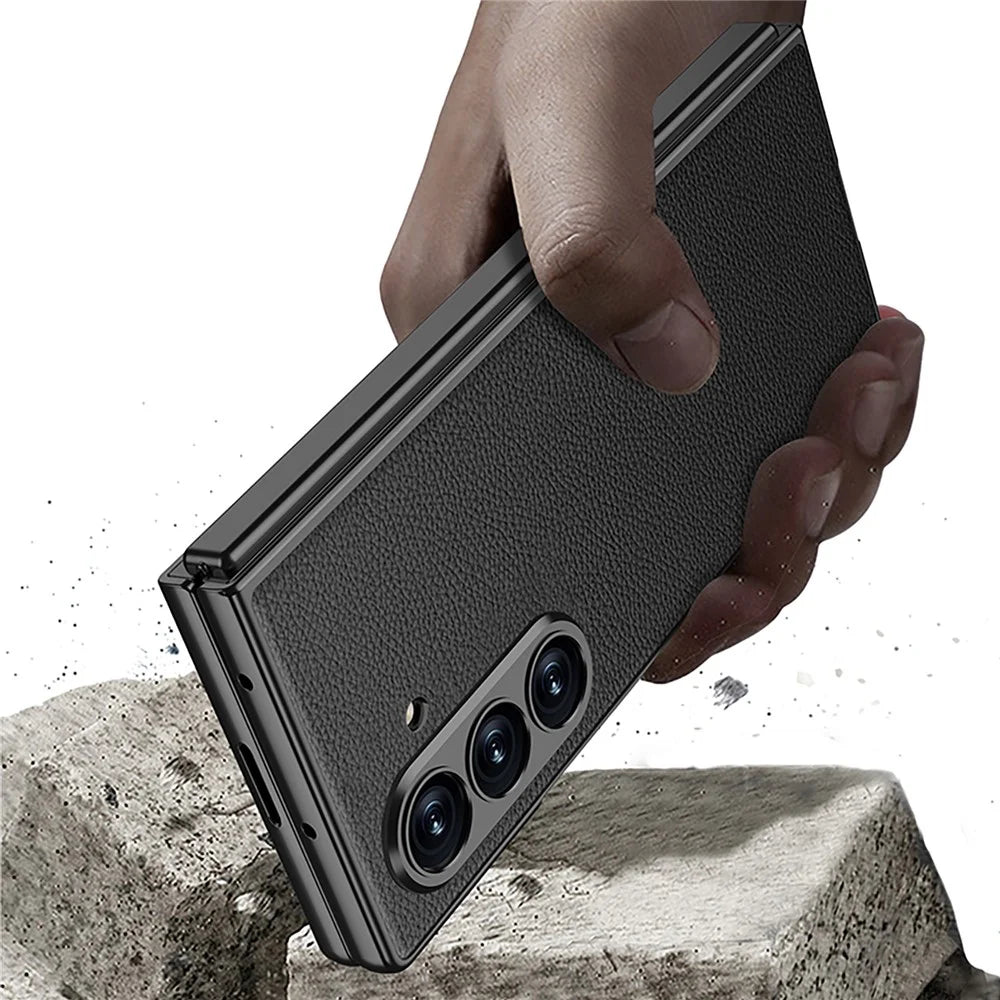 GKK For Samsung Galaxy Z Fold7 5G Case Drop Proof Skin Touch PU + PC + Tempered Glass Phone Cover - Black - 3