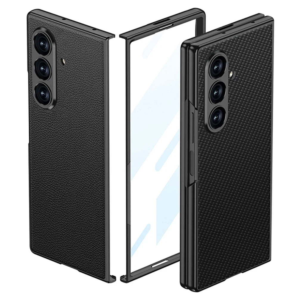 GKK For Samsung Galaxy Z Fold7 5G Case Drop Proof Skin Touch PU + PC + Tempered Glass Phone Cover - Black - 4