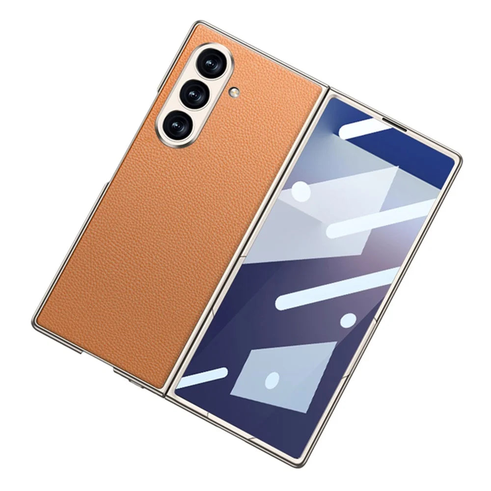 GKK For Samsung Galaxy Z Fold7 5G Case Drop Proof Skin Touch PU + PC + Tempered Glass Phone Cover - Black - 6