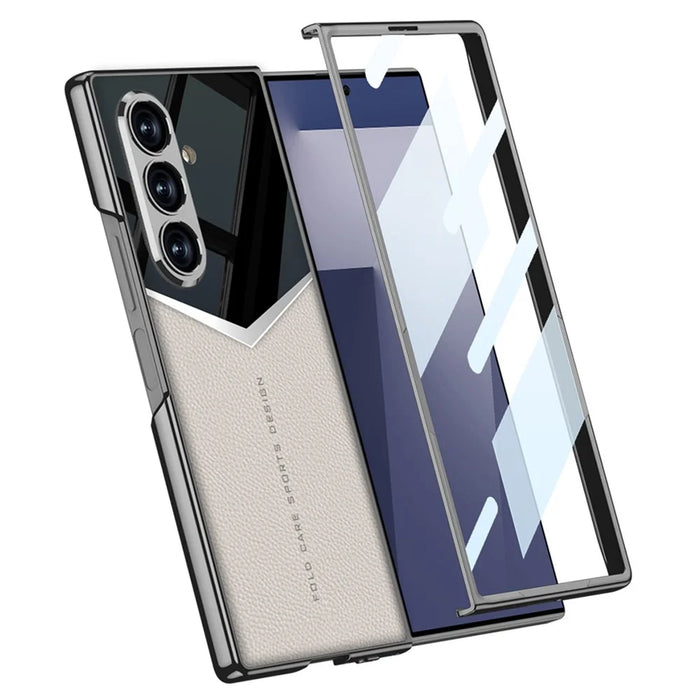 GKK For Samsung Galaxy Z Fold7 5G Cases Electroplating PU + PC + TPU Phone Cover - Titanium Grey - 3
