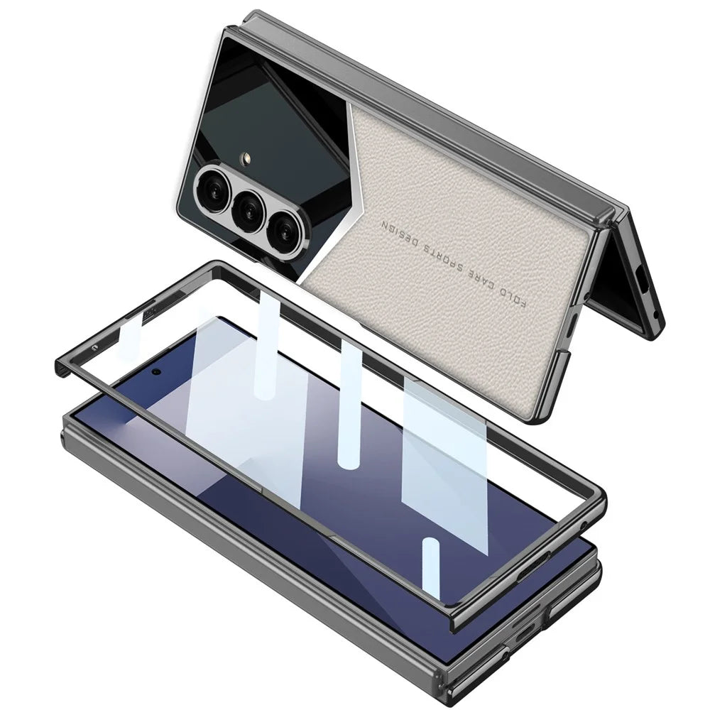 GKK For Samsung Galaxy Z Fold7 5G Cases Electroplating PU + PC + TPU Phone Cover - Titanium Grey - 5