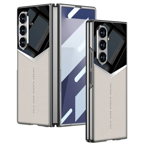 GKK For Samsung Galaxy Z Fold7 5G Cases Electroplating PU + PC + TPU Phone Cover with Front Film - Titanium Grey - 1