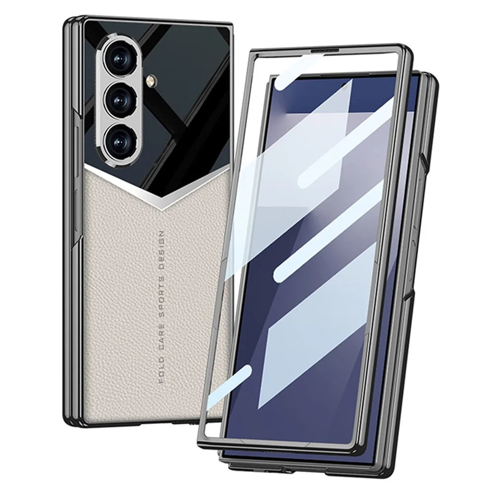 GKK For Samsung Galaxy Z Fold7 5G Cases Electroplating PU + PC + TPU Phone Cover with Front Film - Titanium Grey - 2