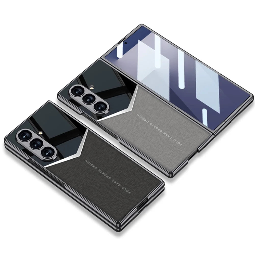 GKK For Samsung Galaxy Z Fold7 5G Cases Electroplating PU + PC + TPU Phone Cover with Front Film - Titanium Grey - 6