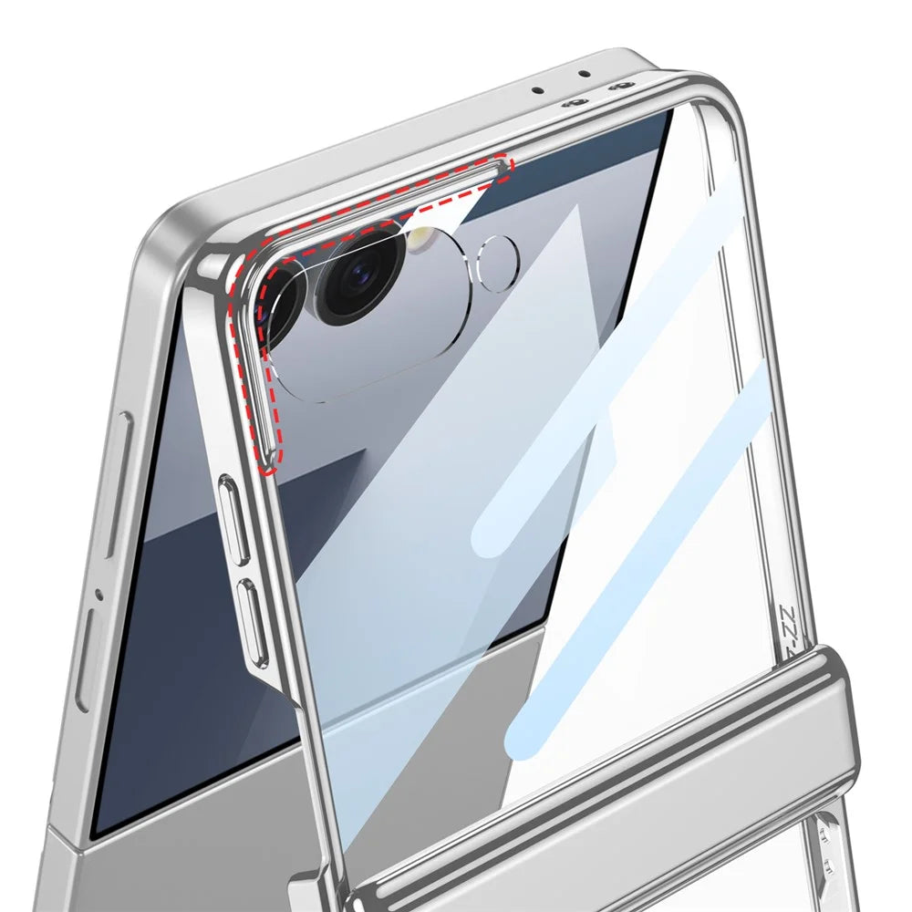 GKK For Samsung Galaxy Z Flip7 5G Case with Kickstand Magnetic Hinge Protection PC Tempered Glass Phone Cover - Champagne Gold - 6