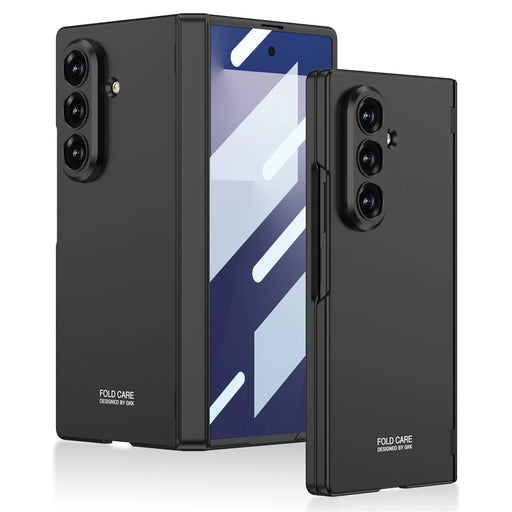 GKK For Samsung Galaxy Z Fold7 5G Case Magnetic Hinge Protection PC Slim Phone Cover with Tempered Glass Film - Black - 1