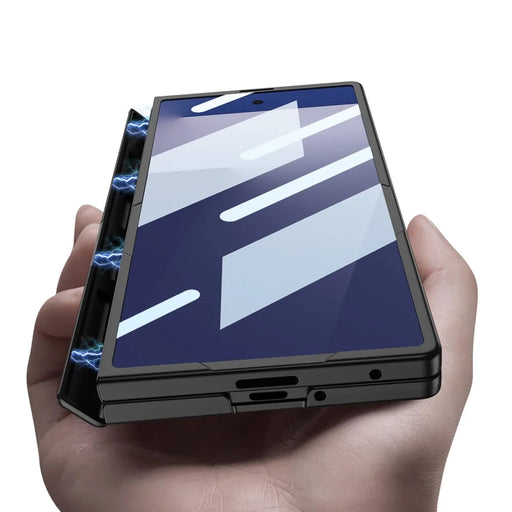 GKK For Samsung Galaxy Z Fold7 5G Case Magnetic Hinge Protection PC Slim Phone Cover with Tempered Glass Film - Black - 2