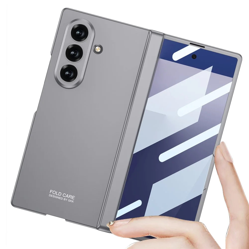 GKK For Samsung Galaxy Z Fold7 5G Case Magnetic Hinge Protection PC Slim Phone Cover with Tempered Glass Film - Black - 6