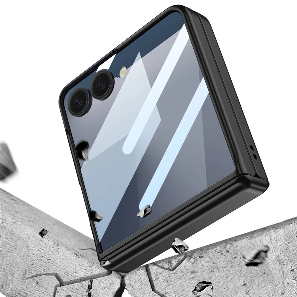 GKK For Samsung Galaxy Z Flip7 5G Case Kickstand Magnetic Hinge Protection PC Phone Cover with HD Rear Screen Protector - Silver - 6