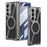 GKK For Samsung Galaxy Z Fold7 5G Magnetic Case PU Leather + PC Phone Cover with Front Screen Protector - Grey - Carbon Fiber Texture - 1