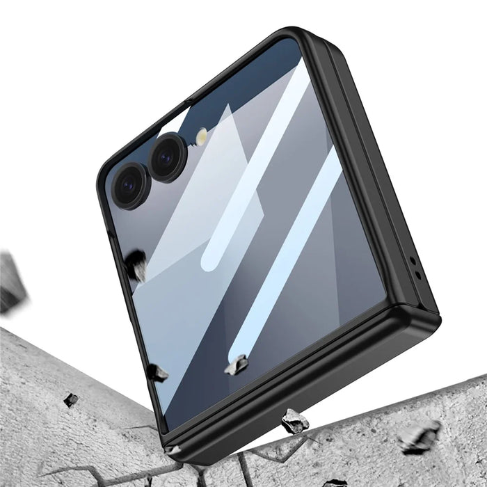 GKK For Samsung Galaxy Z Flip7 5G Magnetic Case Hinge Protection PC Phone Cover with HD Rear Screen Protector - Silver - 6